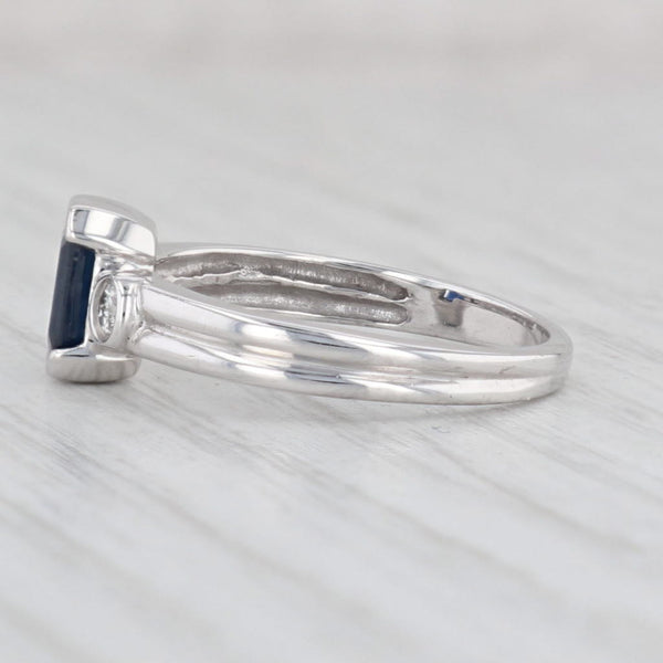 Light Gray 0.97ctw Blue Sapphire Diamond Ring 10k White Gold Size 6.75 Engagement