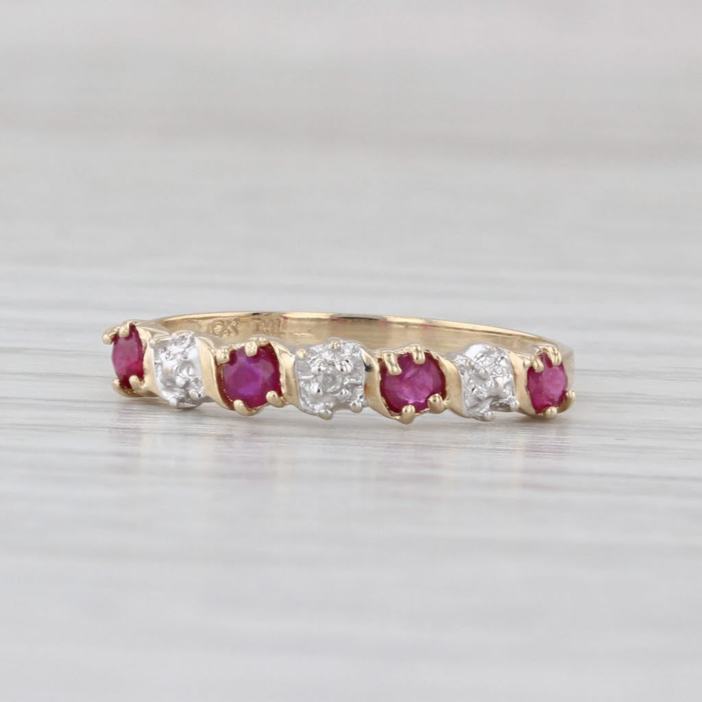 0.25ctw Ruby Diamond Stackable Ring 10k Yellow Gold Size 7