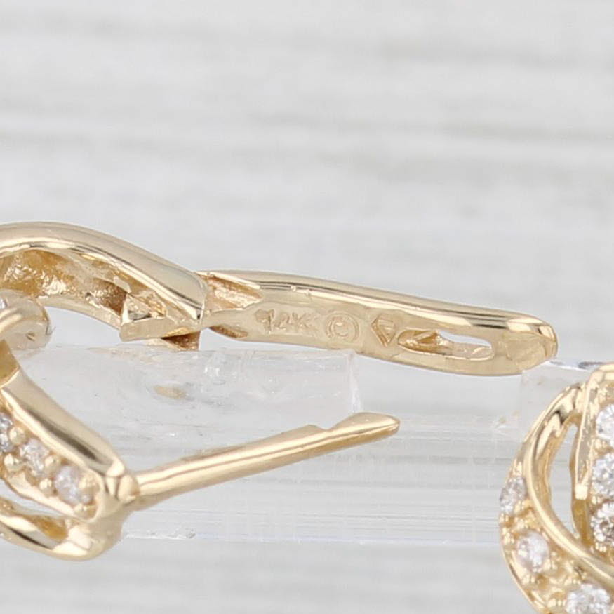 Light Gray 0.20ctw Diamond Overlay Hoop Earrings 14k Yellow Gold Snap Top Hoops