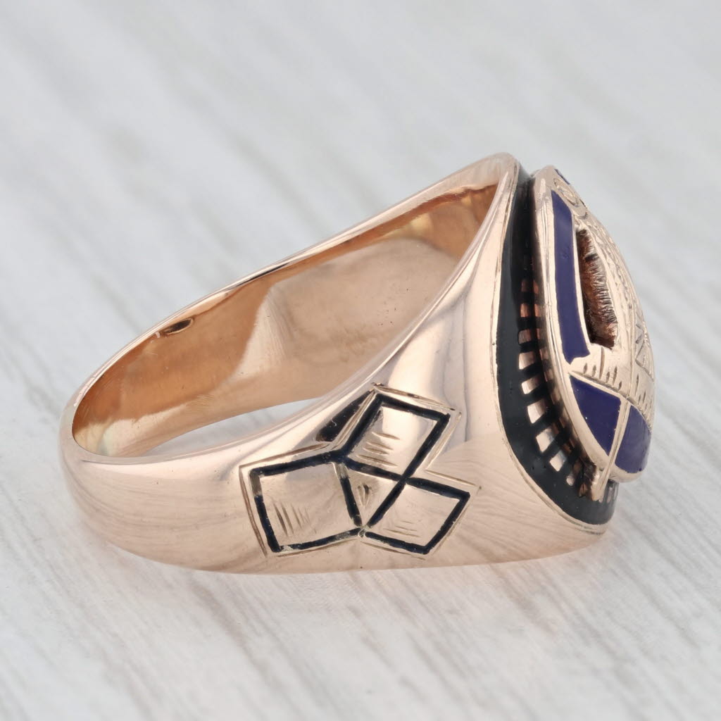 Light Gray Vintage Masonic Blue Lodge Ring 10k Gold Size 8.75 Stylized Signet Cigar Band