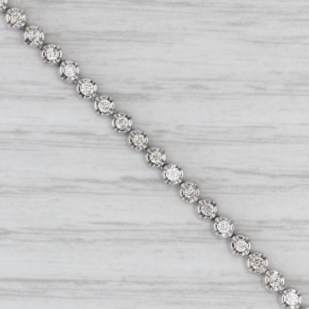 0.80ctw Diamond Tennis Bracelet 10k White Gold 6.75" 3mm
