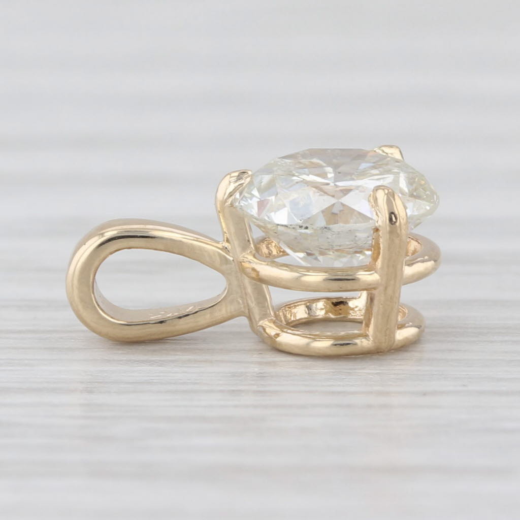 New 1.25ct Round Diamond Solitaire Pendant 14k Yellow Gold Small Drop