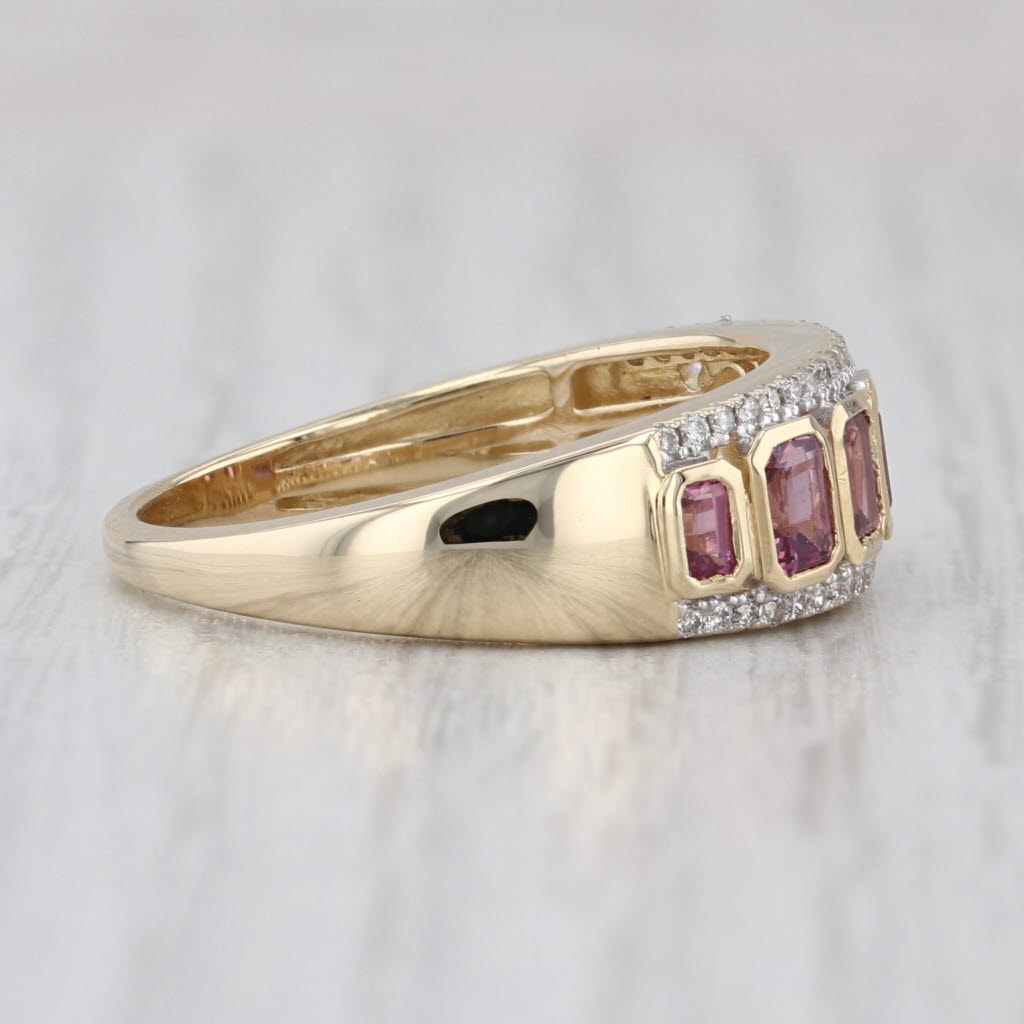 1.66ctw Bezel Set Garnet Diamond Ring 14k Yellow Gold Size 10