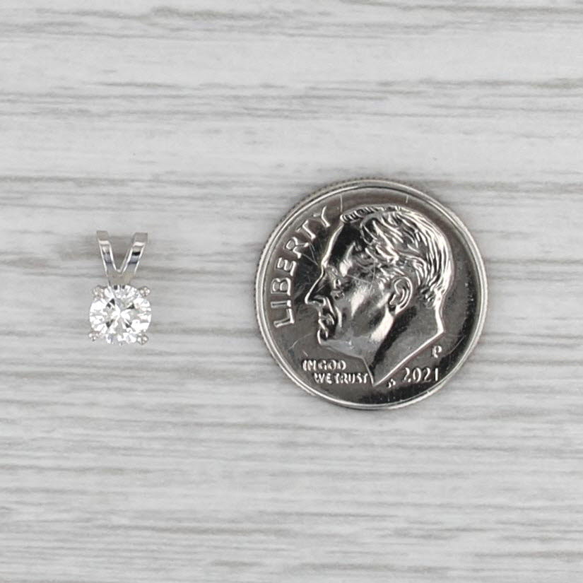 New 0.40ct Diamond Solitaire Pendant 14k White Gold 4 Prong Small Round Drop