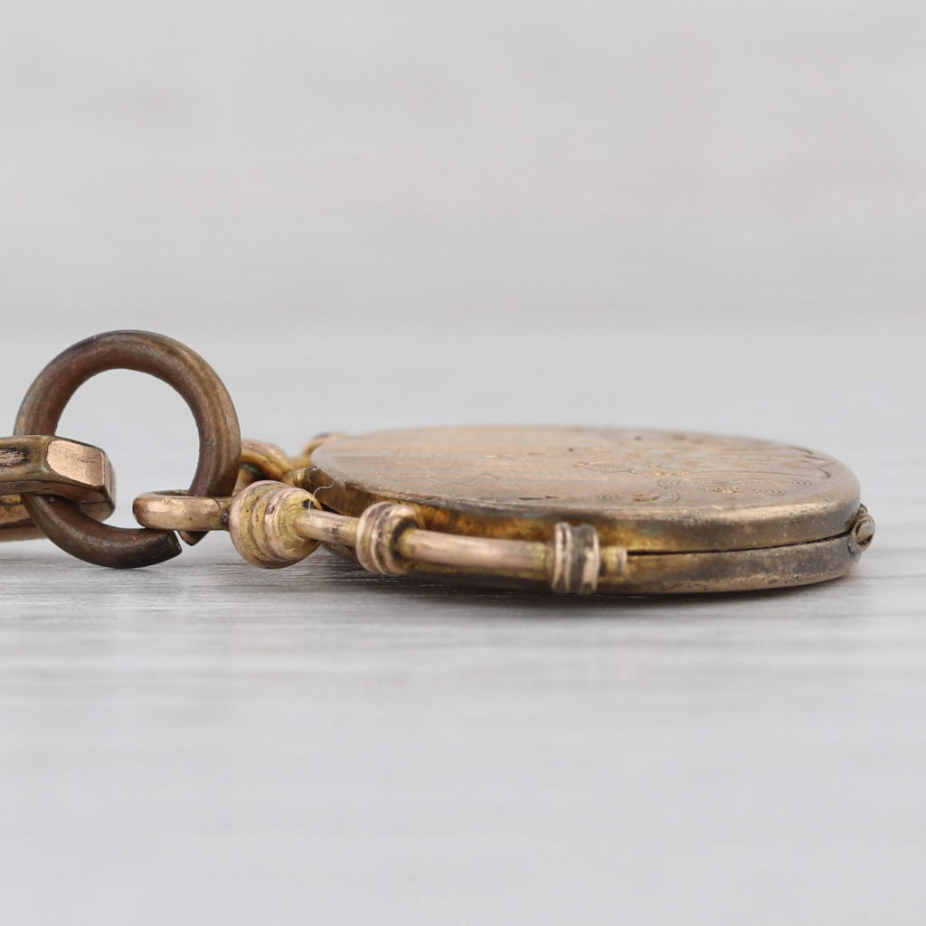 Victorian Antique Cable Chain Watch Chain Fob Locket Gold Filled 12.75"