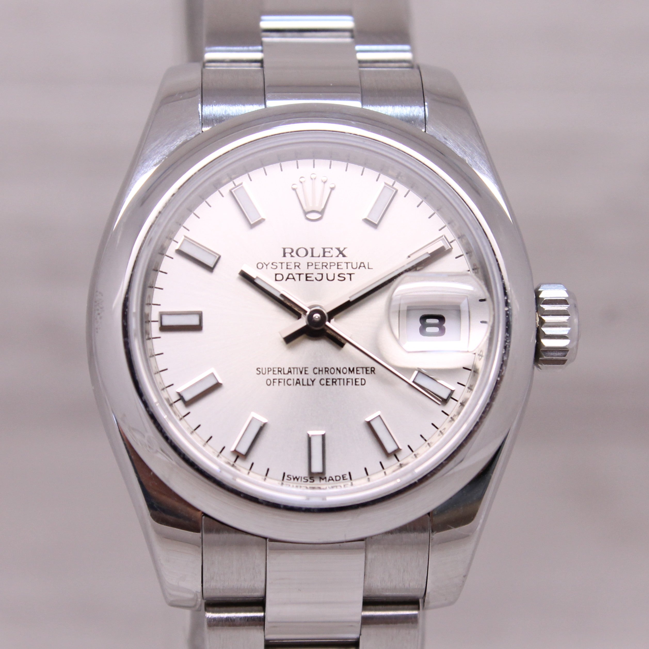 c2007 Rolex Oyster Perpetual 179160 26mm Ladies Steel Automatic Watch White Lume