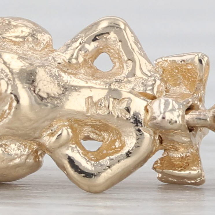 Small Bunny Rabbit in Bow Tie Charm 14k Yellow Gold 3D Pendant Head Moves