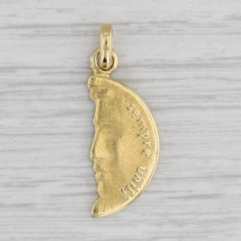 Gray Crescent Moon Cut Coin Pendant 18k Yellow Gold Always United Charm