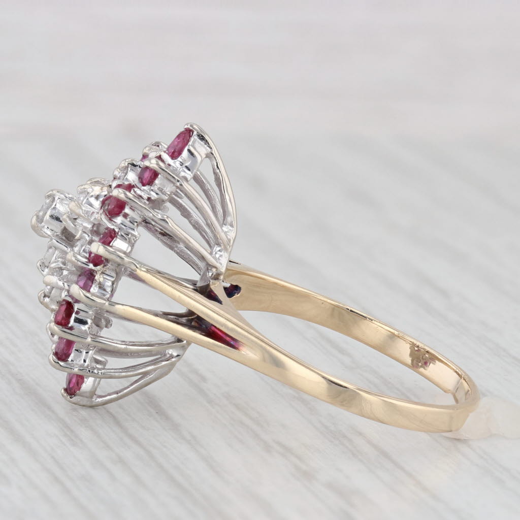 Light Gray 1.03ctw Diamond Cluster Ruby Halo Ring 14k Yellow Gold Size 7.75