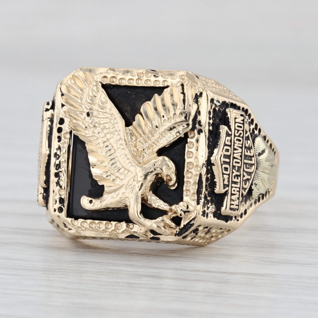 Harley Davidson Motorcycles Logo Eagle Ring 10k Gold Statement Size 12 Stamper