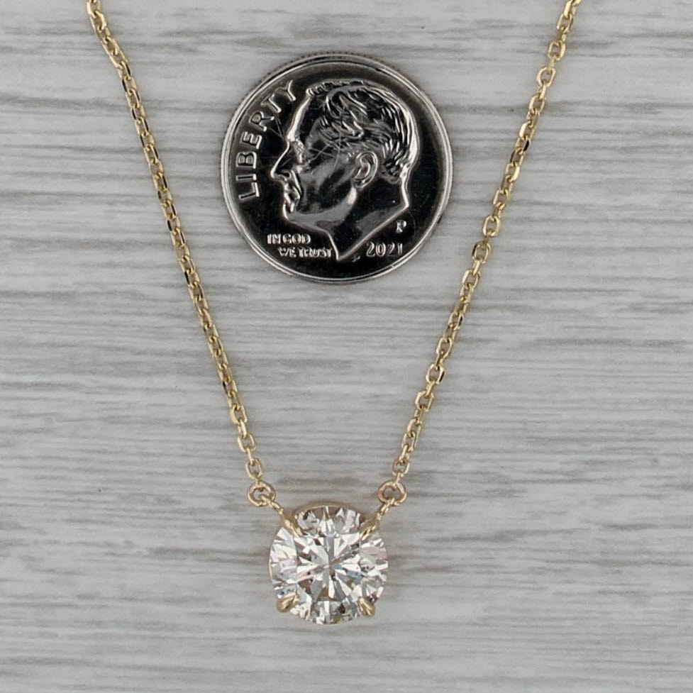 New 3.01ct Diamond Solitaire Necklace 14k Gold Cable Chain 16" 17" 18" GIA