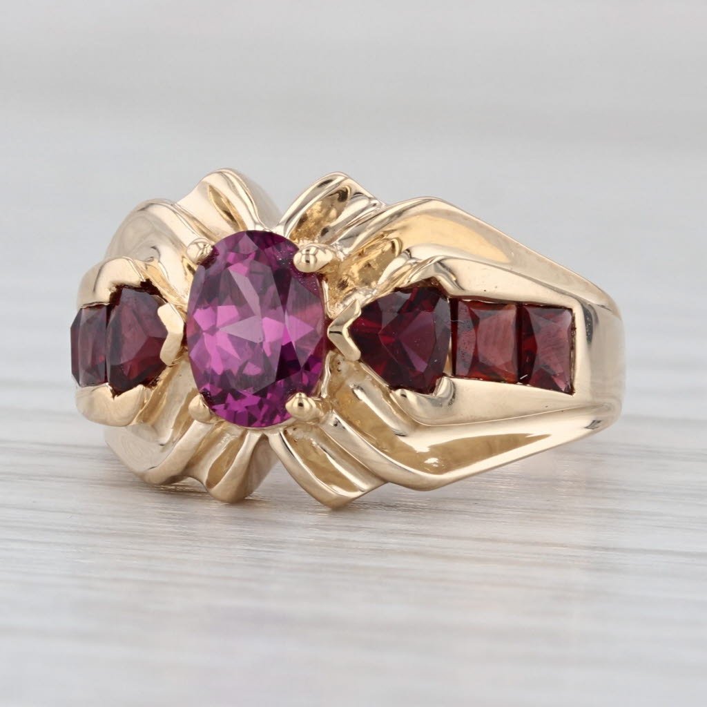 2.40ctw Oval Garnet X Ring 14k Yellow Gold Size 6.25
