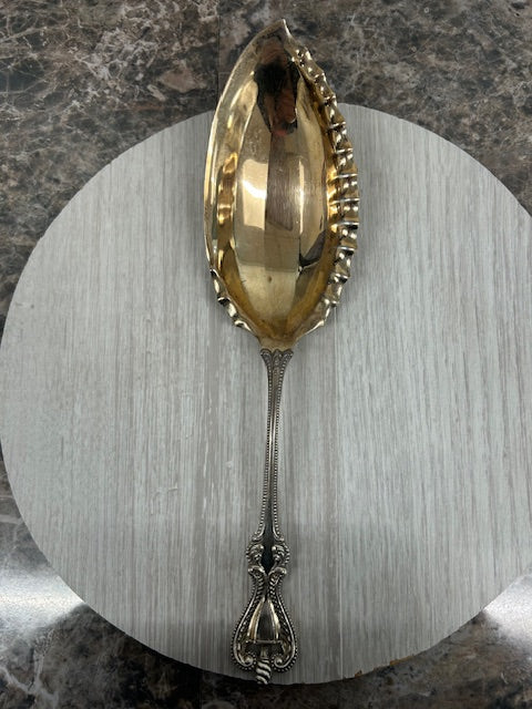 Light Slate Gray Vintage Towle Old Colonial Sterling Silver Vegetable Server Gold Wash 10.5"