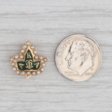 Alpha Kappa Alpha Badge Pearl Sorority Leaf Pin 14k Gold Vintage Greek Society
