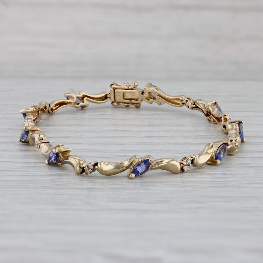 Gray 1.39ctw Tanzanite Diamond Bracelet 10k Yellow Gold 6.75"