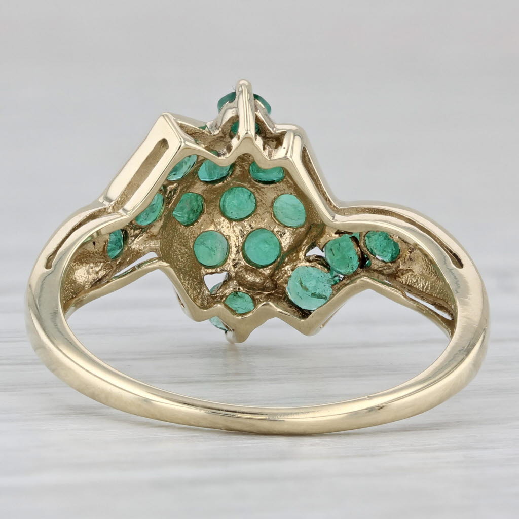 Gray 1.15ctw Emerald Cluster Bypass Ring 10k Yellow Gold Size 8