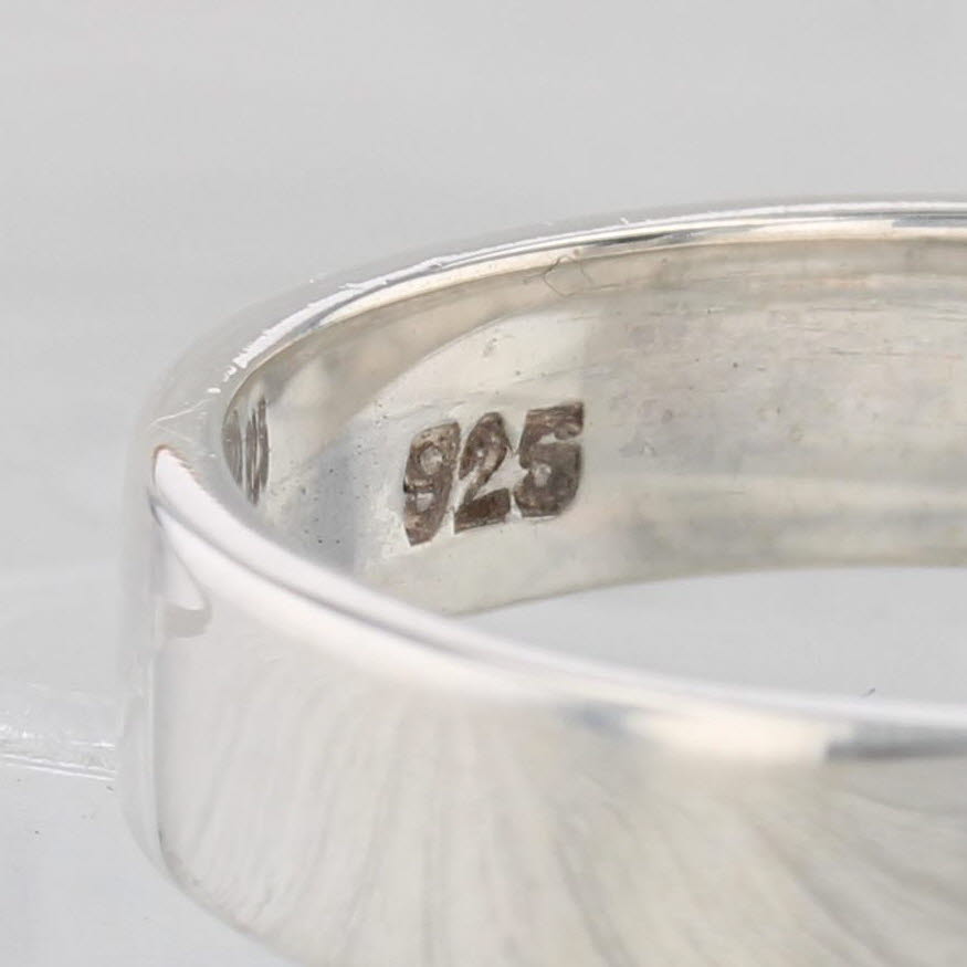 Light Gray Coral Square Cabochon Ring Sterling Silver Size 7.75