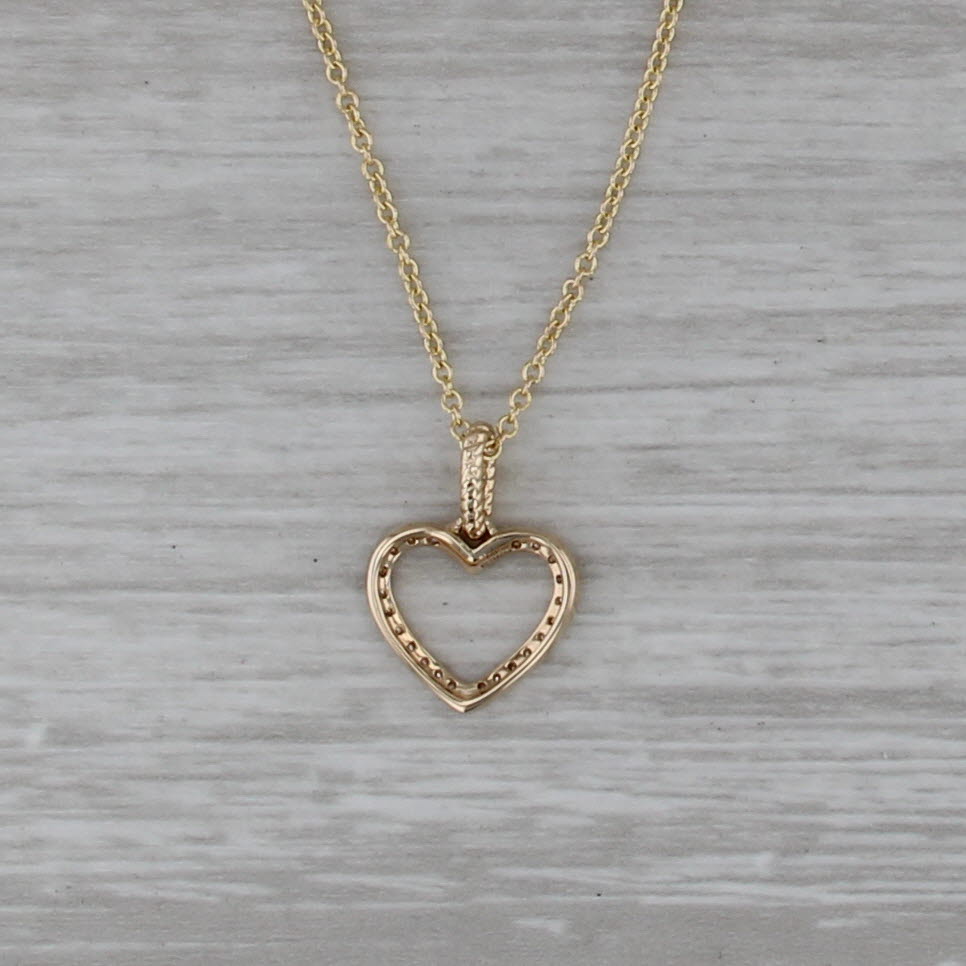 Effy Diamond Open Heart Pendant Necklace 14k Yellow Gold 17.75" Cable Chain
