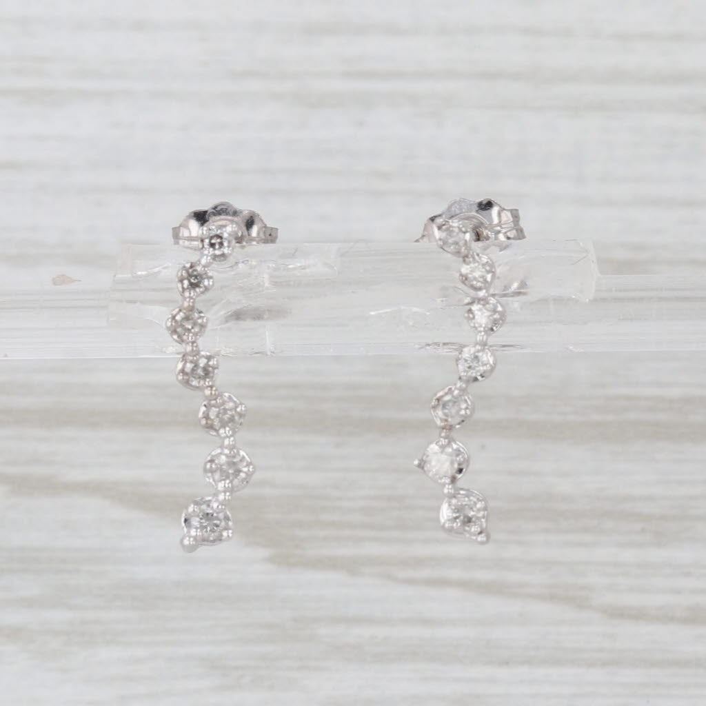 0.20ctw Graduated Diamond Journey Earrings 10k White Gold Drops