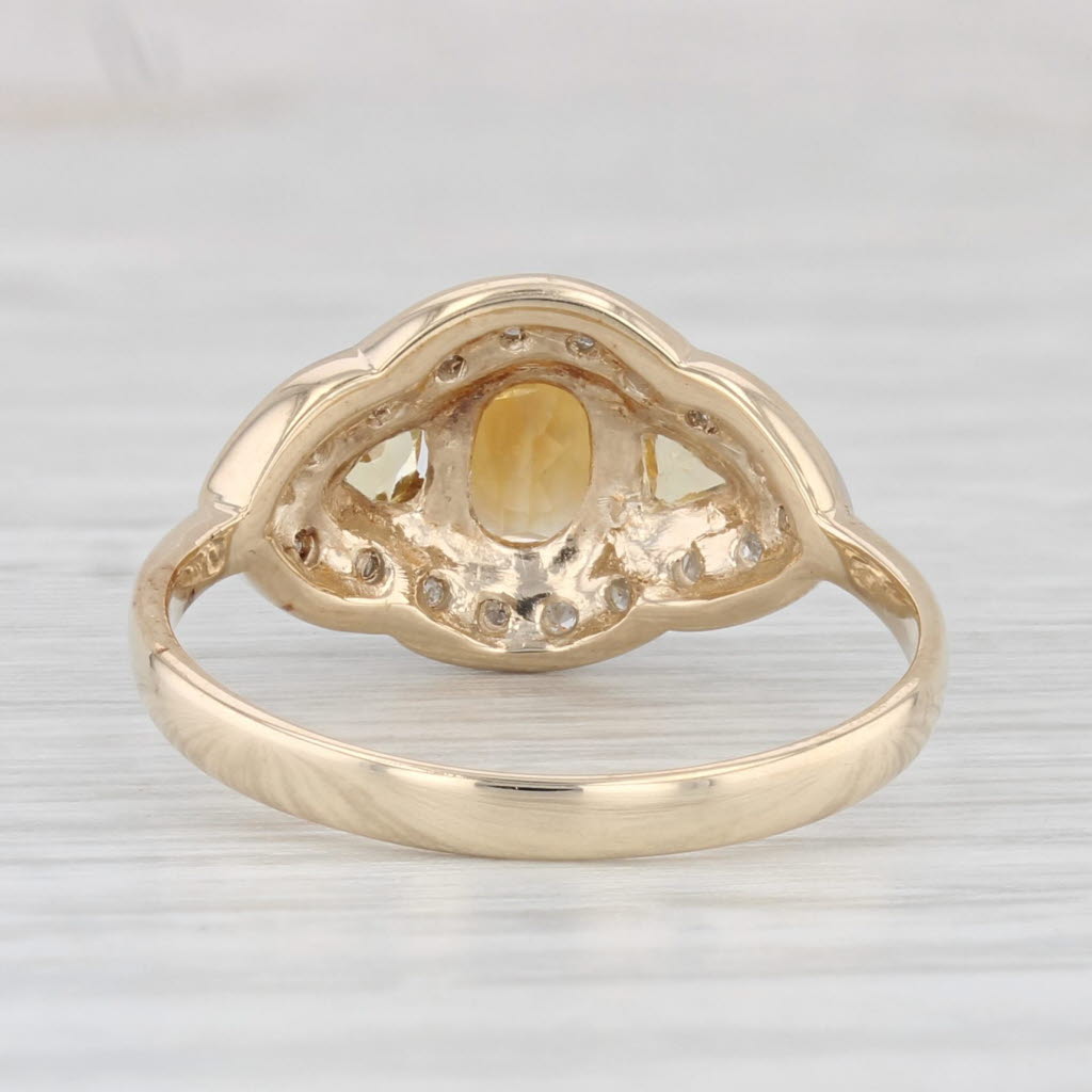 Light Gray 0.59ctw Oval Citrine Diamond Ring 10k Yellow Gold Size 7