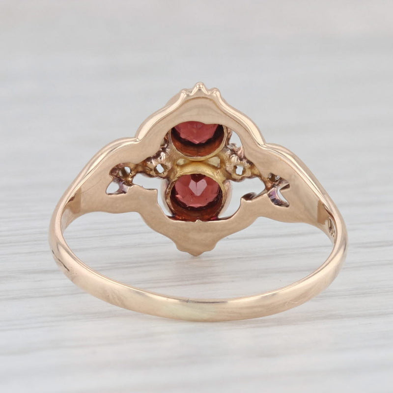 Victorian Garnet Seed Pearl 10k Yellow Gold Size 6.5 Antique Ring
