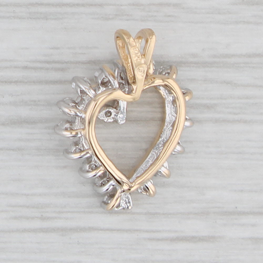 Light Gray 0.33ctw Diamond Framed Open Heart Pendant 14k Yellow Gold