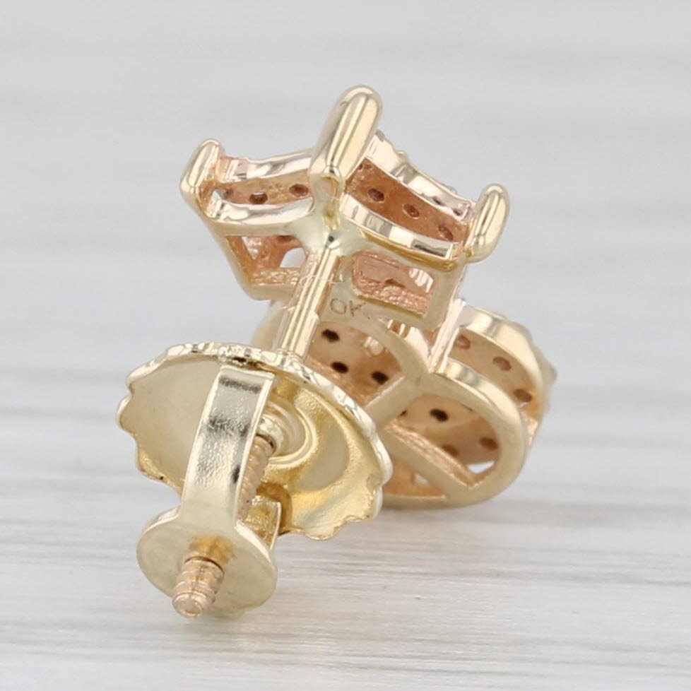 Light Gray Single 0.15ctw Diamond Crown Heart Stud Earring 10k Yellow Gold