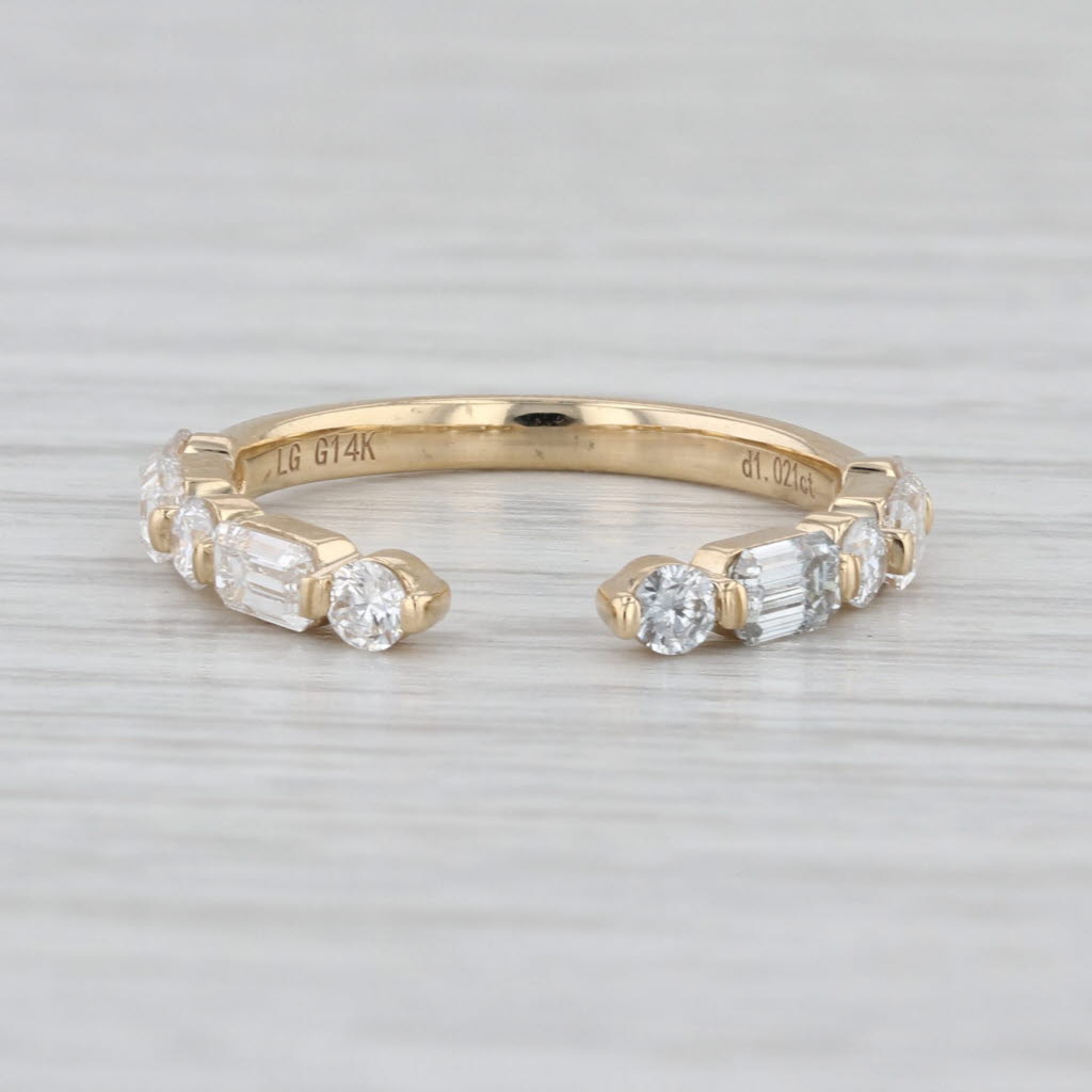 New 1.02ctw Lab Grown Diamond Wedding Band 14k Gold Adjustable Stackable Ring