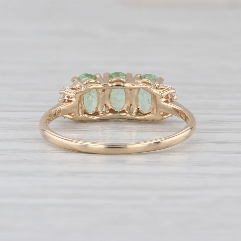 10.38ctw Green Tourmaline Diamond Ring 14k Yellow Gold Oval 3-Stone