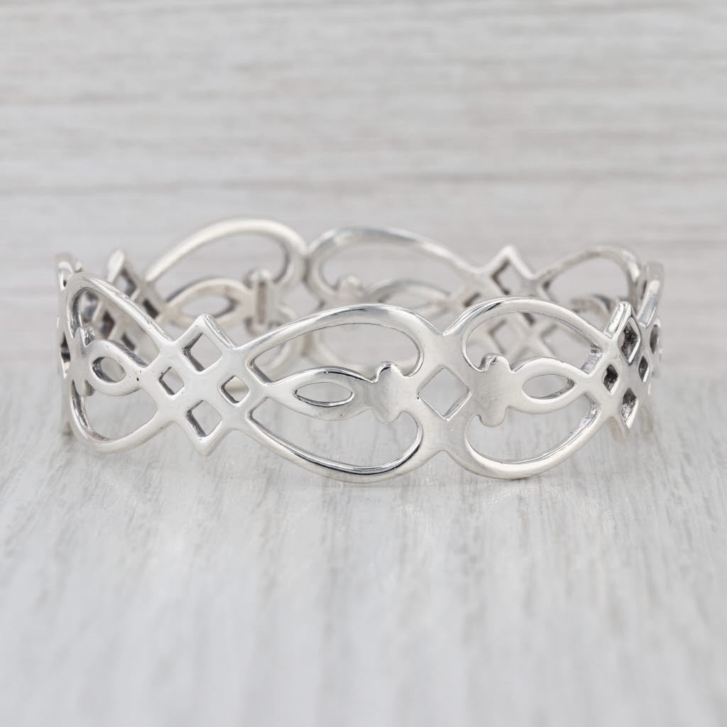 Openwork Bangle Sterling Silver Bracelet 7.25"
