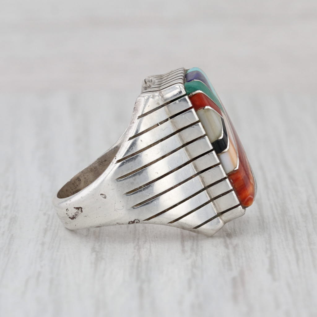 Ray Jack Vintage Navajo Ring Sterling Silver Stone Mosaic Native American