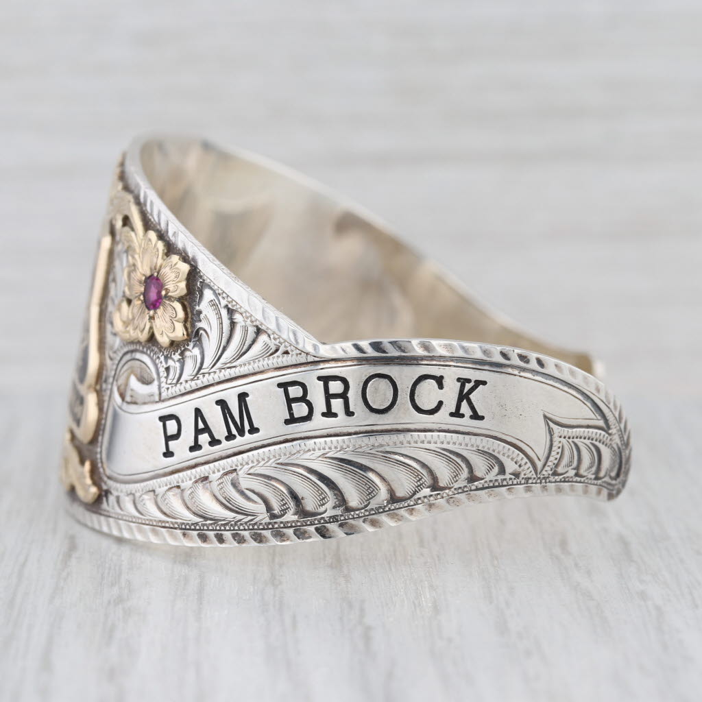 National High School Finals Rodeo Cuff Bracelet Sterling Silver Gold Filled