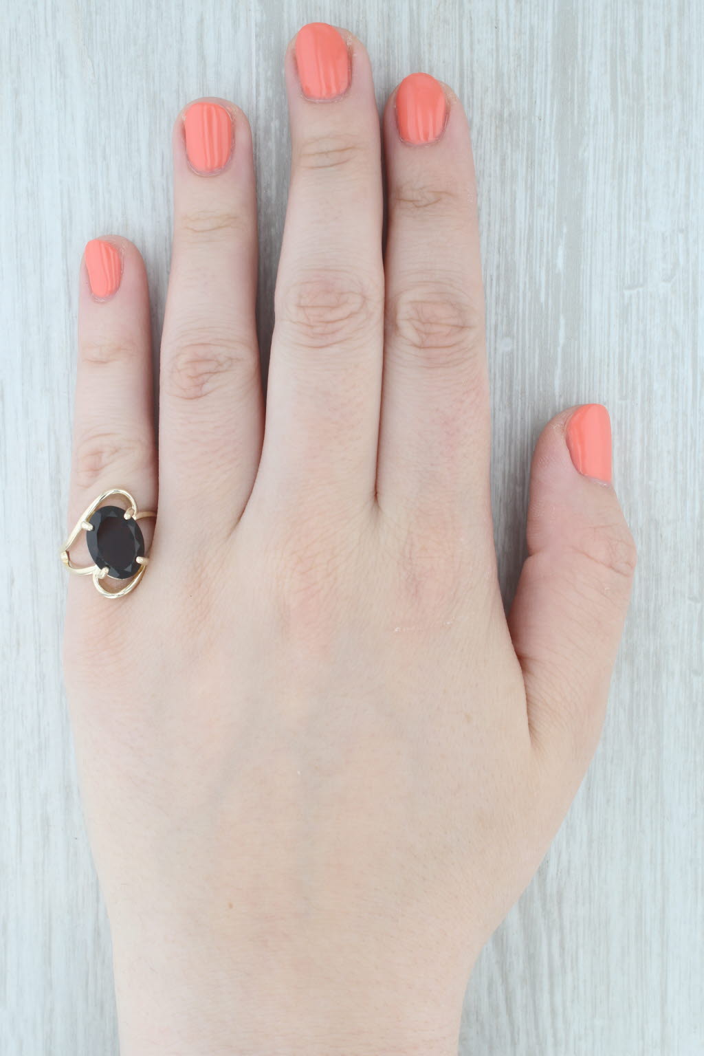 Light Gray 5.50ct Smoky Quartz Oval Solitaire Ring 10k Yellow Gold Cocktail Size 7.5-7.75