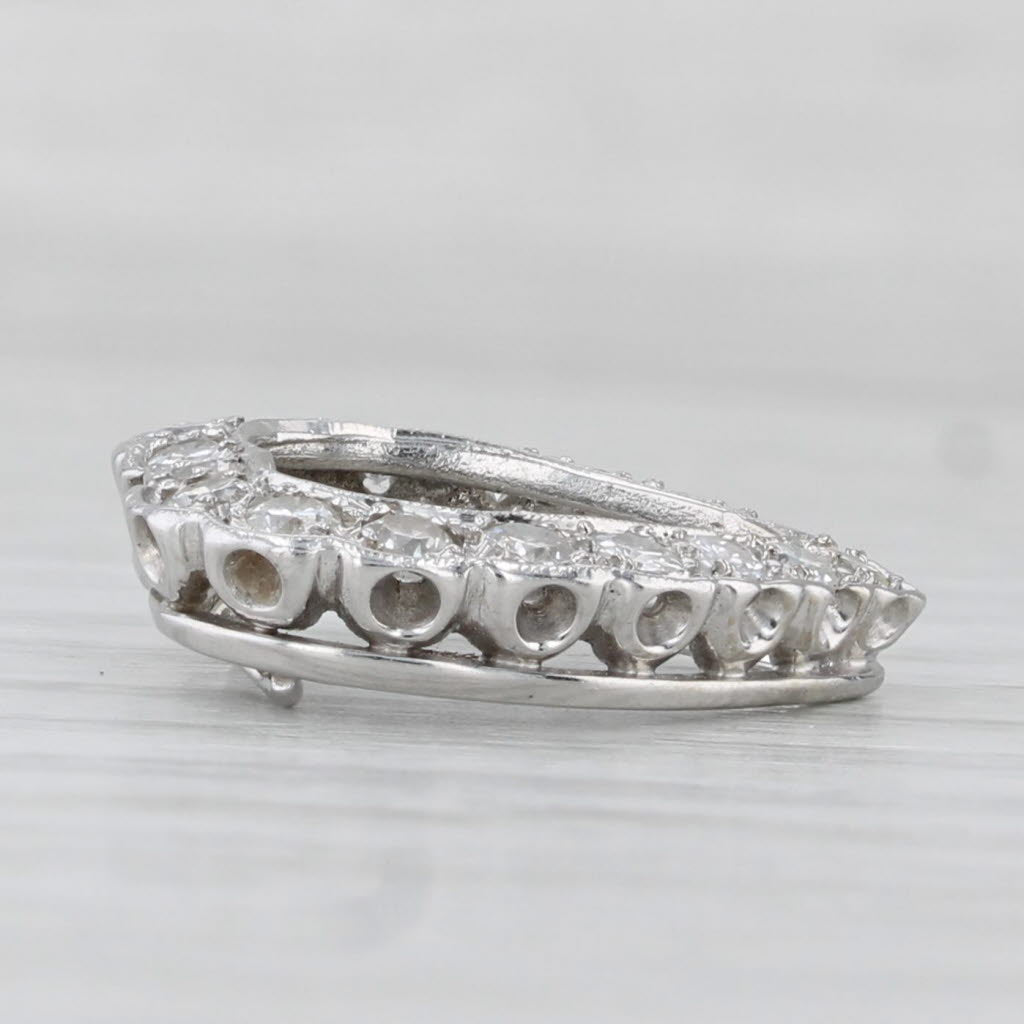 Light Gray Vintage Diamond Open Heart Pendant 14k White Gold