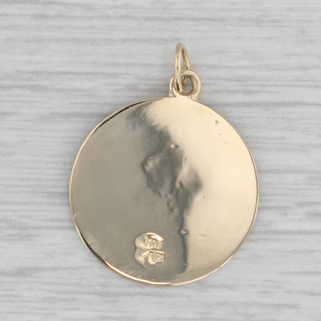 Gray Saint Christopher Prayer Token Pendant 14k Gold Protection Charm Medallion