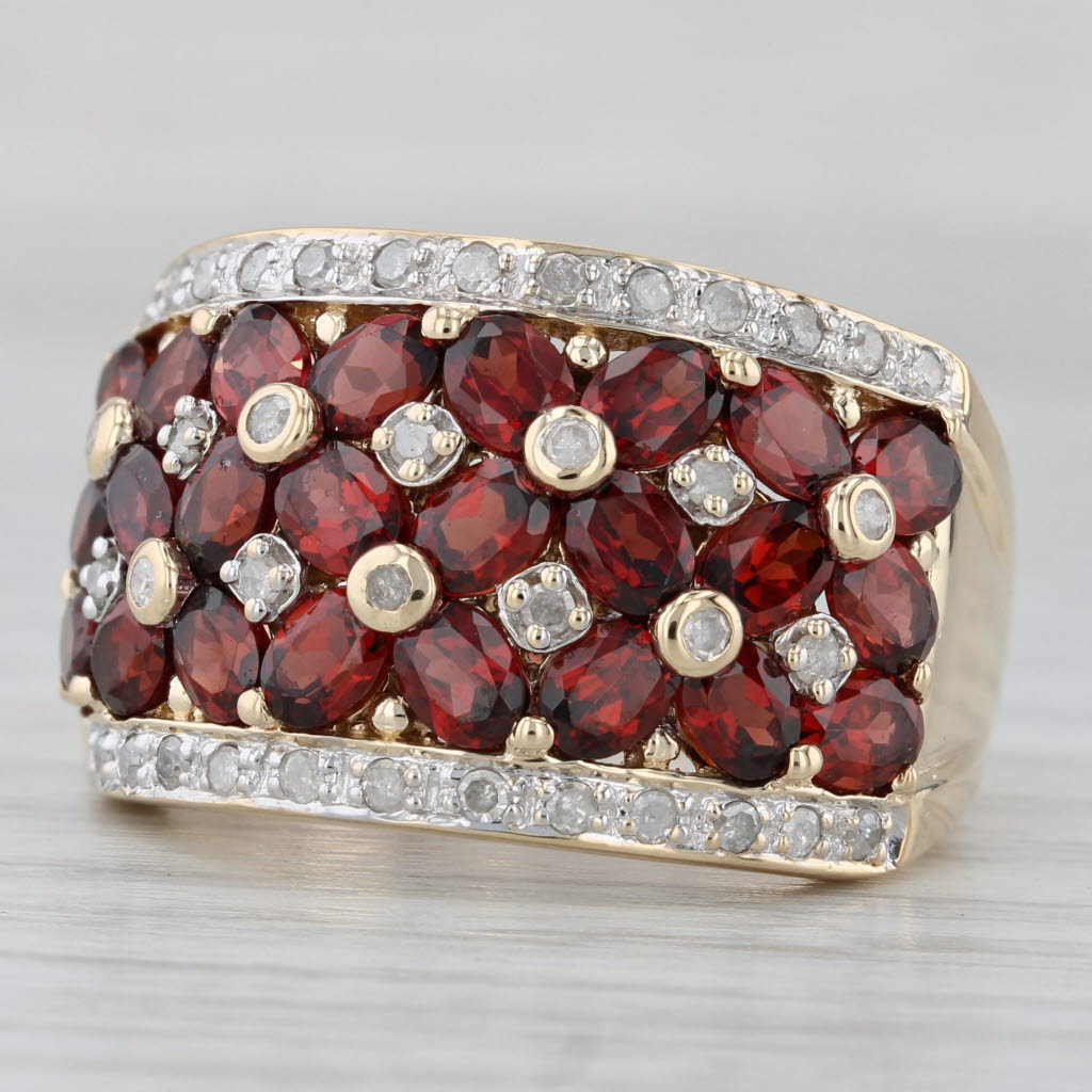 Gray 4.94ctw Garnet Diamond Cluster Ring 10k Yellow Gold Size 10 Cocktail