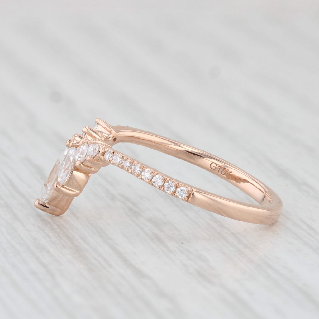 Light Gray 0.55ctw Moissanite Ring 18k Rose Gold Contoured Stackable Wedding Band Size 5.25