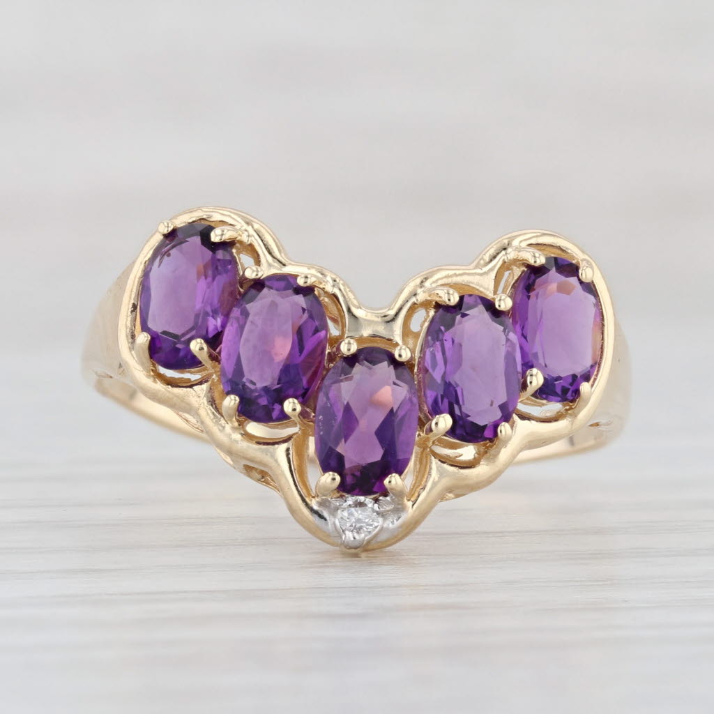 Light Gray 3.35ctw Contoured Amethyst Ring 14k Yellow Gold Size 11.25 Jacket Guard