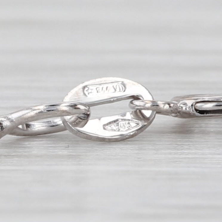 Diamond Solitaire Cross Pendant Bead Necklace 14k White Gold 15.75"