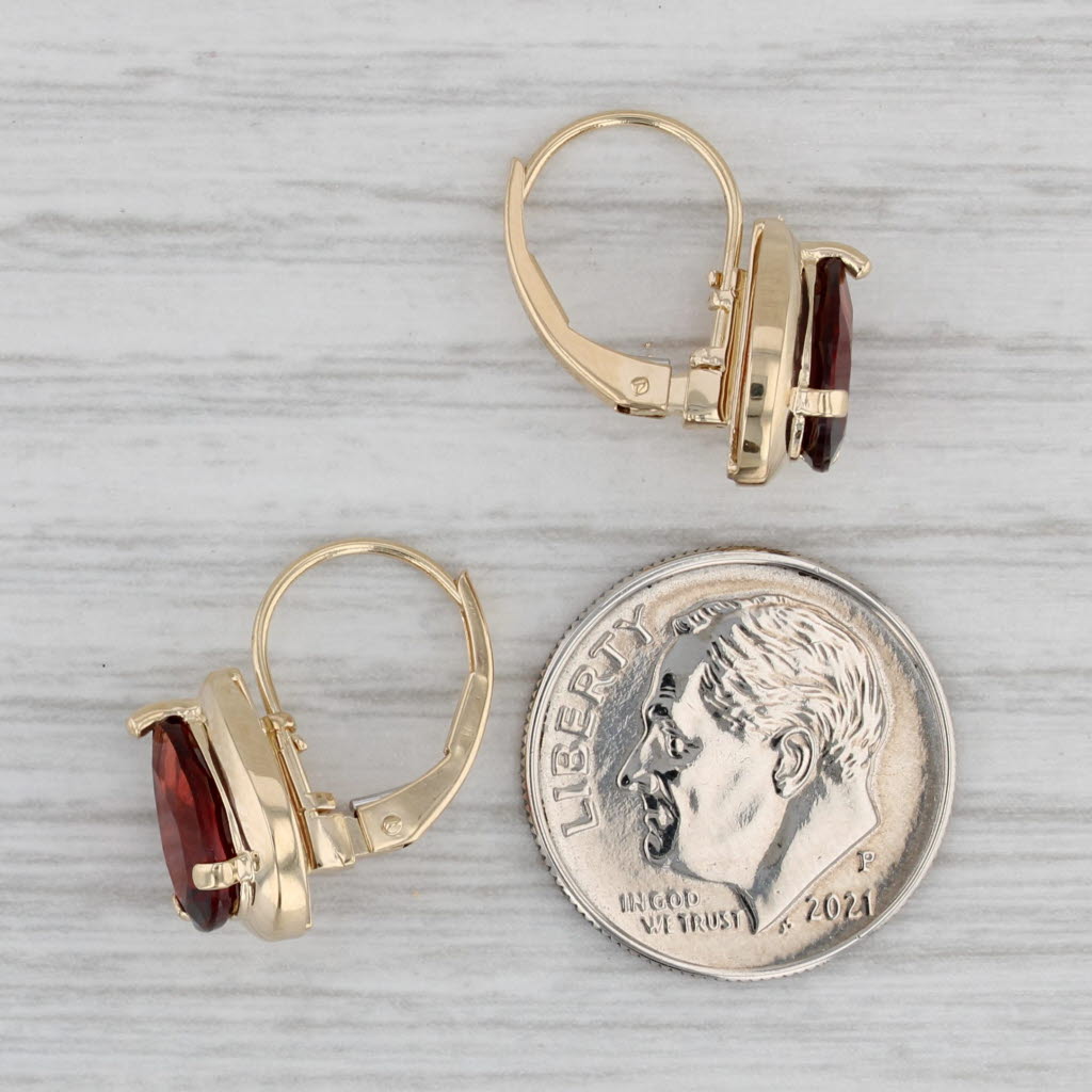 Gray 3.20ctw Garnet Teardrop Earrings 14k Yellow Gold Lever Backs