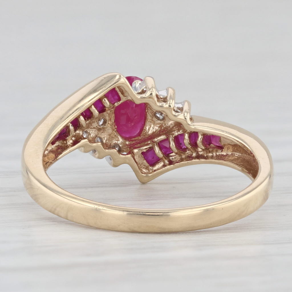 Light Gray 1.12ctw Ruby Diamond Bypass Ring 10k Yellow Gold Size 8