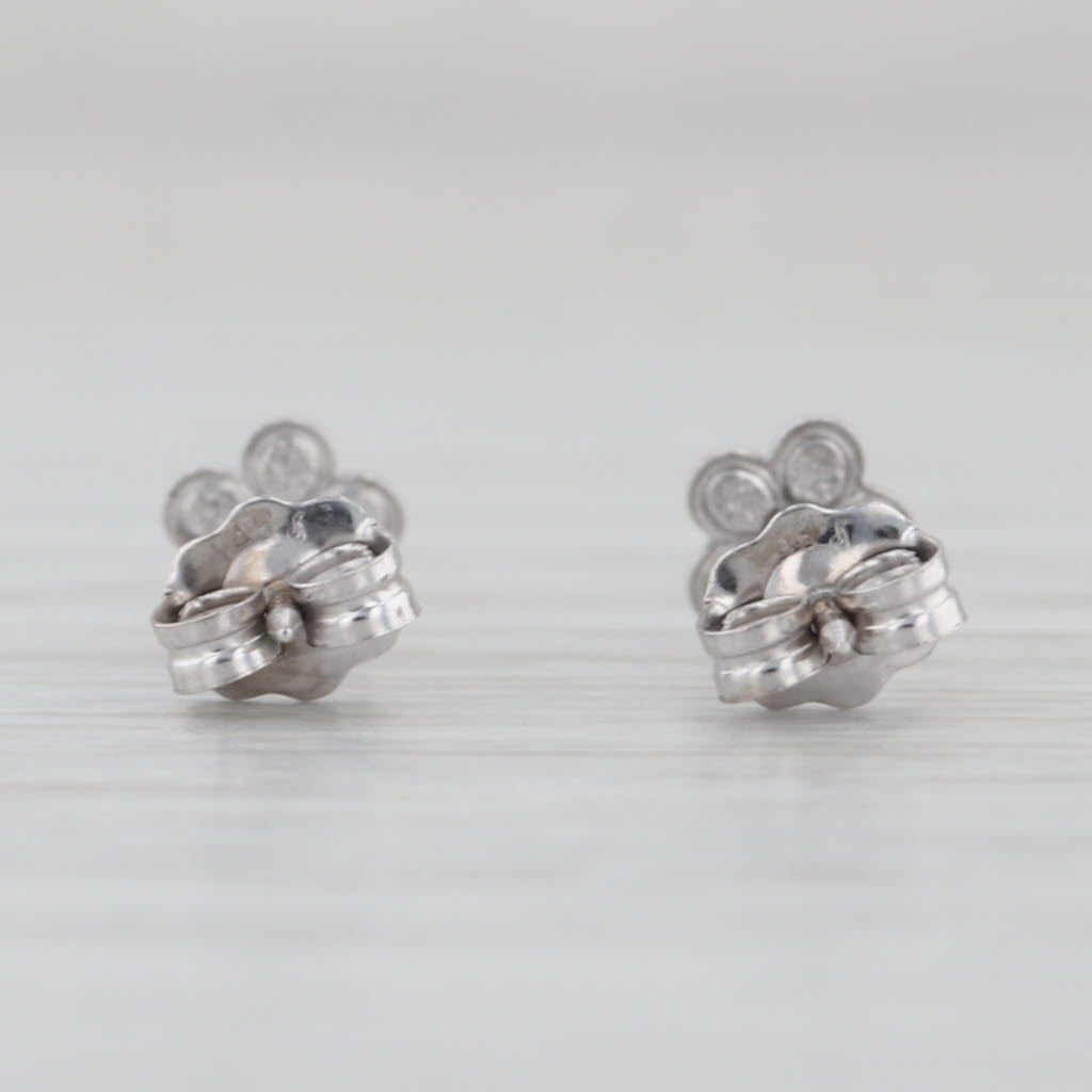 Small Flower Stud Earrings 14k White Gold Floral Studs
