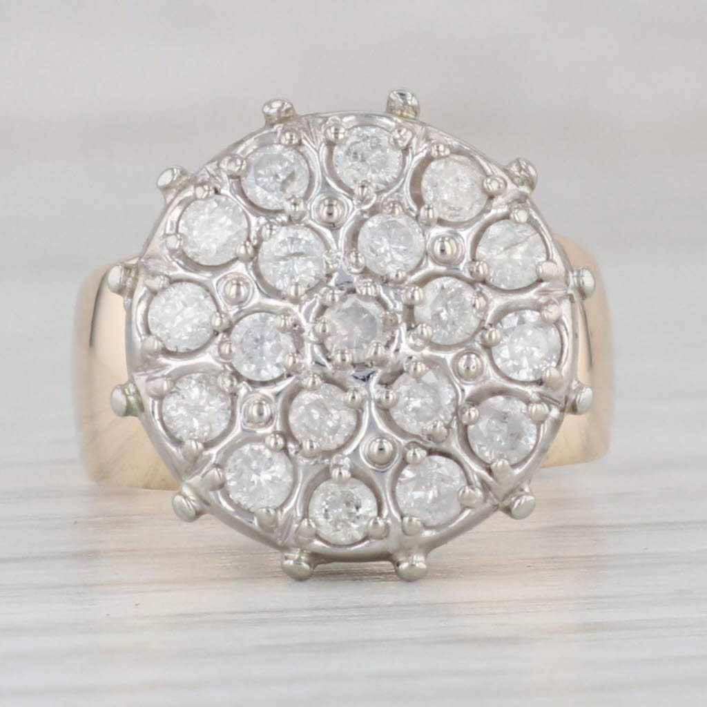 Gray 1ctw Diamond Cocktail Ring 10k 2-Toned Gold Size 8 Cluster