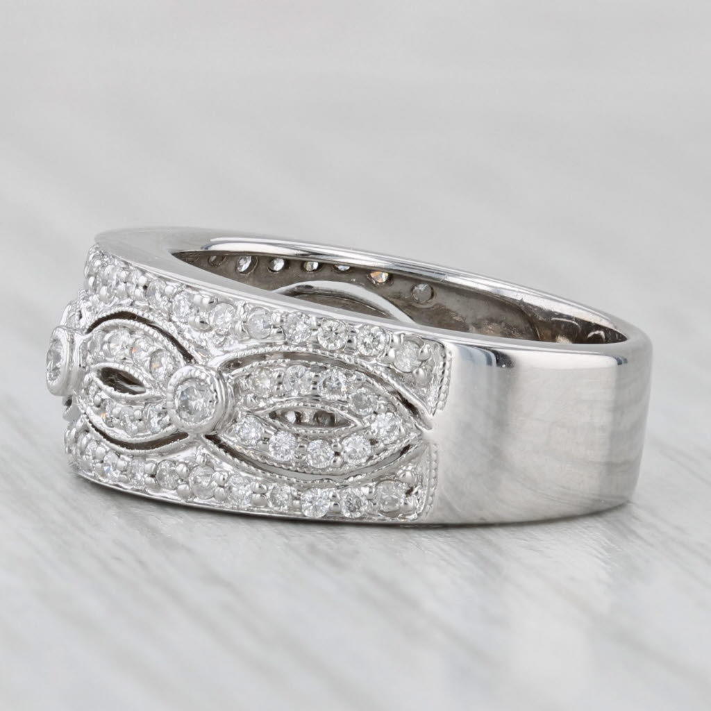 Light Gray 0.45ctw Open Work Diamond Ring 14k White Gold Size 5