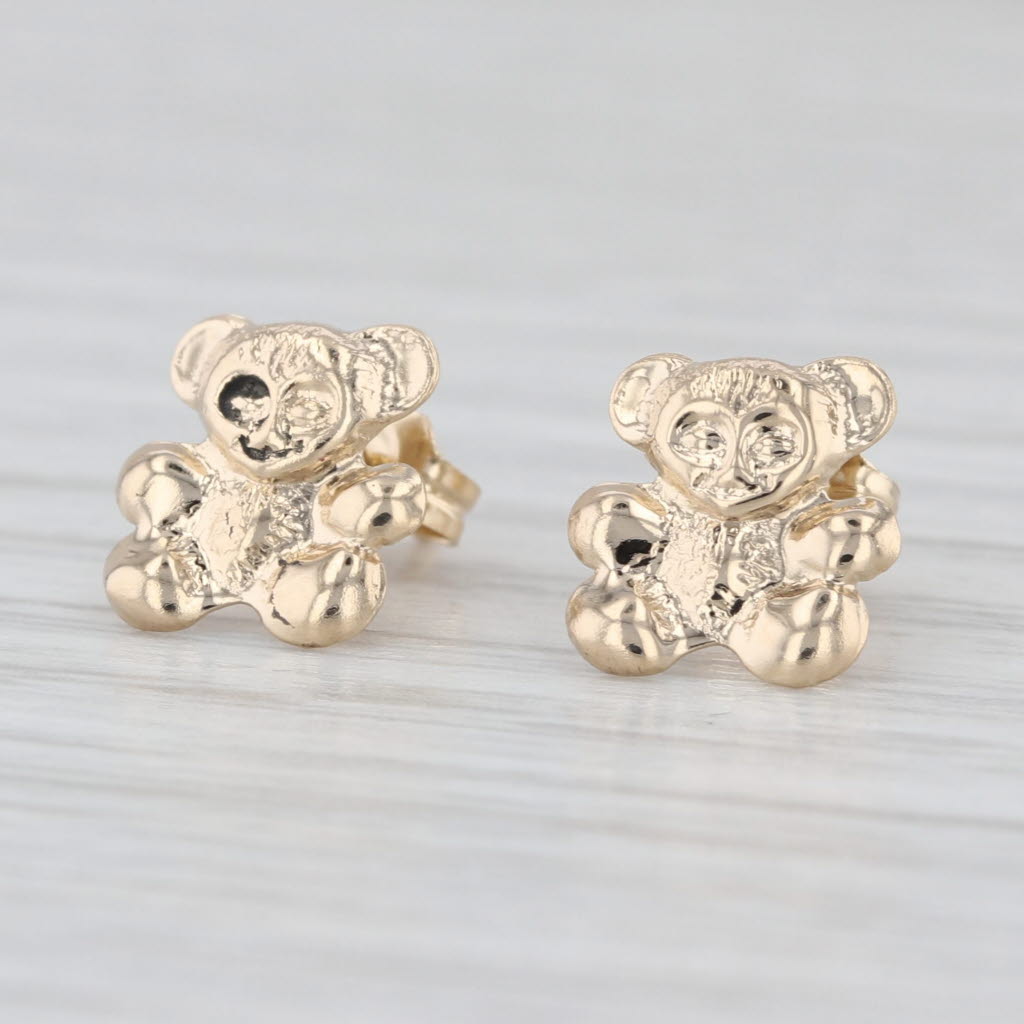 Small Teddybear Stud Earrings 14k Yellow Gold Bear Studs