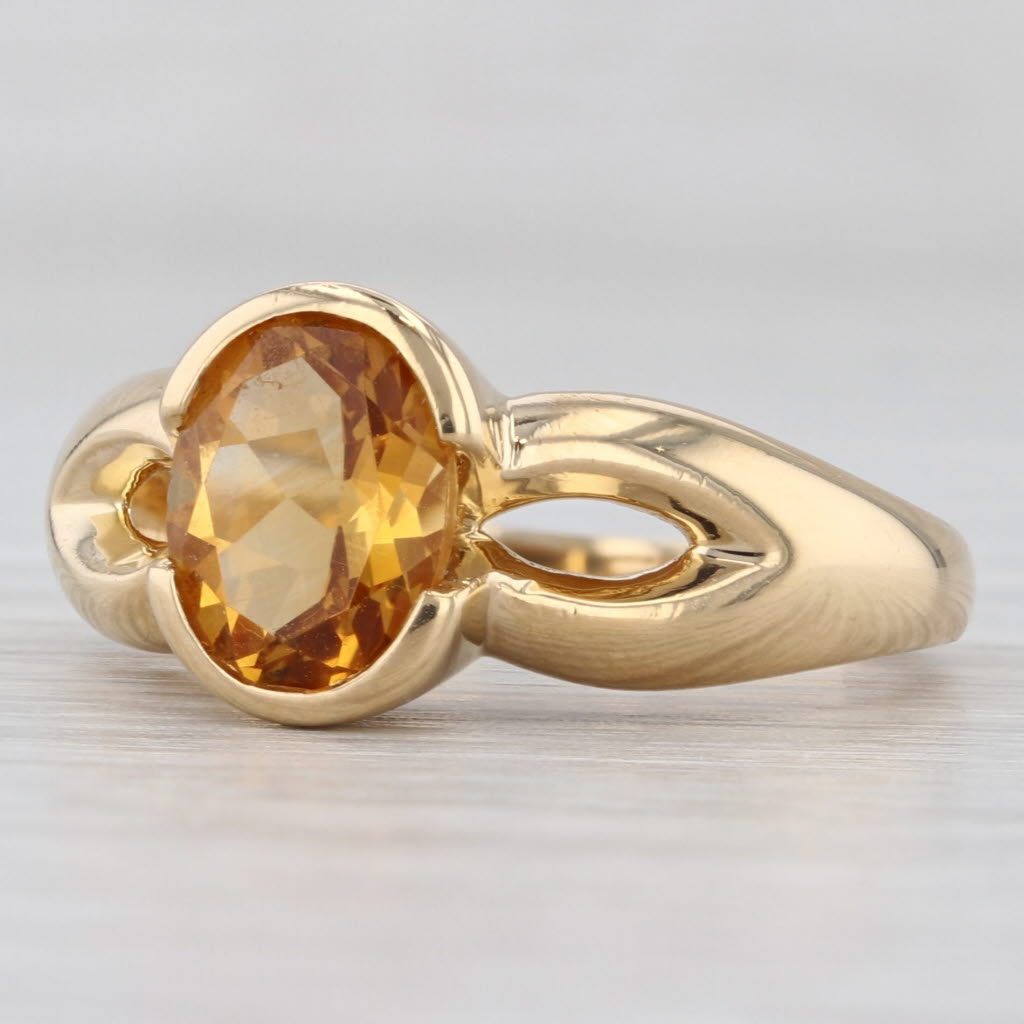 Light Gray 1.80ct Oval Citrine Solitaire Ring 18k Yellow Gold Size 7.5