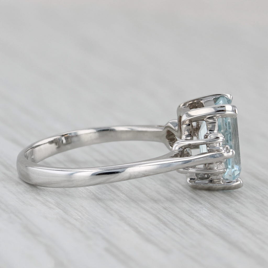 Gray 1.30ctw Emerald Cut Aquamarine Diamond Ring 10k White Gold Size 5