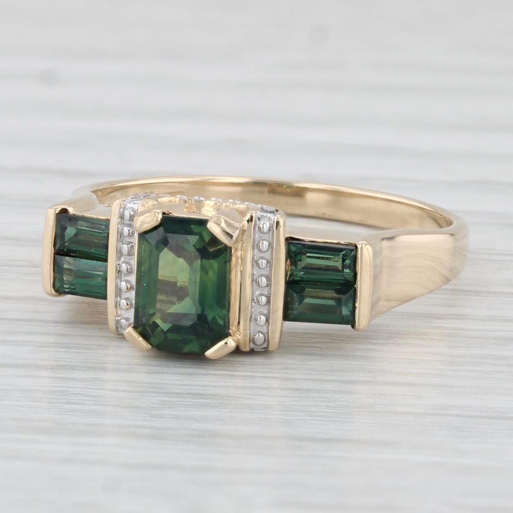 Light Gray 1.75ctw Green Sapphire Ring 14k Yellow Gold Size 9.25