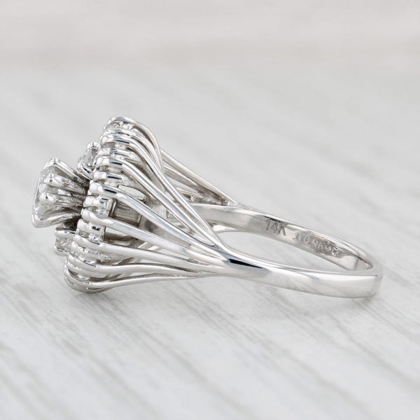 Vintage 0.61ctw Diamond Halo Ring 14k White Gold Size 6 Engagement