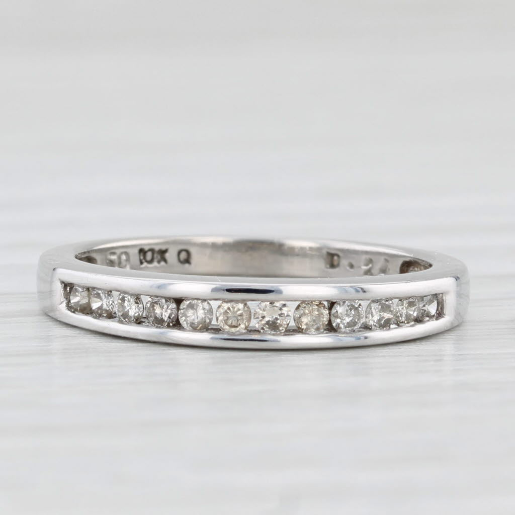 Light Gray 0.20ctw Diamond Wedding Band 10k White Gold Size 7 Stackable Band